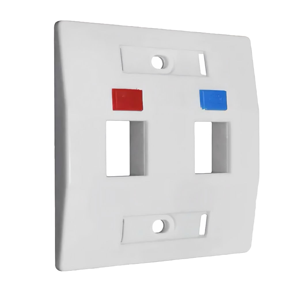 Espelho Plástico 3 x 3 para 2 Saidas RJ45 Branco